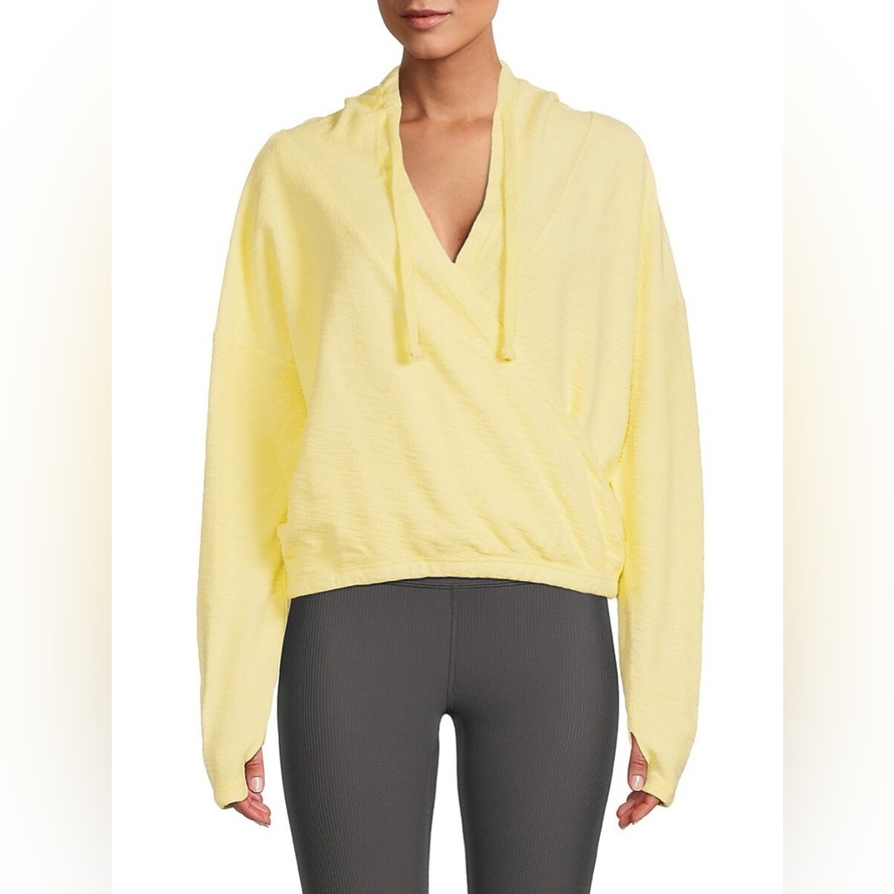 NWT Free People x FP Movement Criss Cross Hoodie - Lemon Yellow Size Small